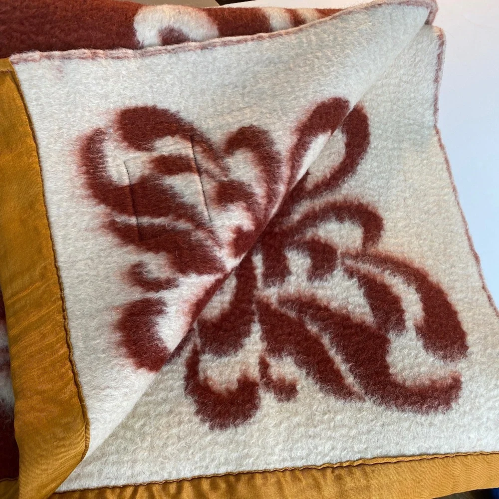 Antique Chinese Shancha Camellia Wool Blanket 58